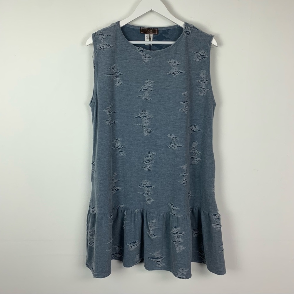 L&B Lucky & Blessed Distressed Tank Dress Large NWT